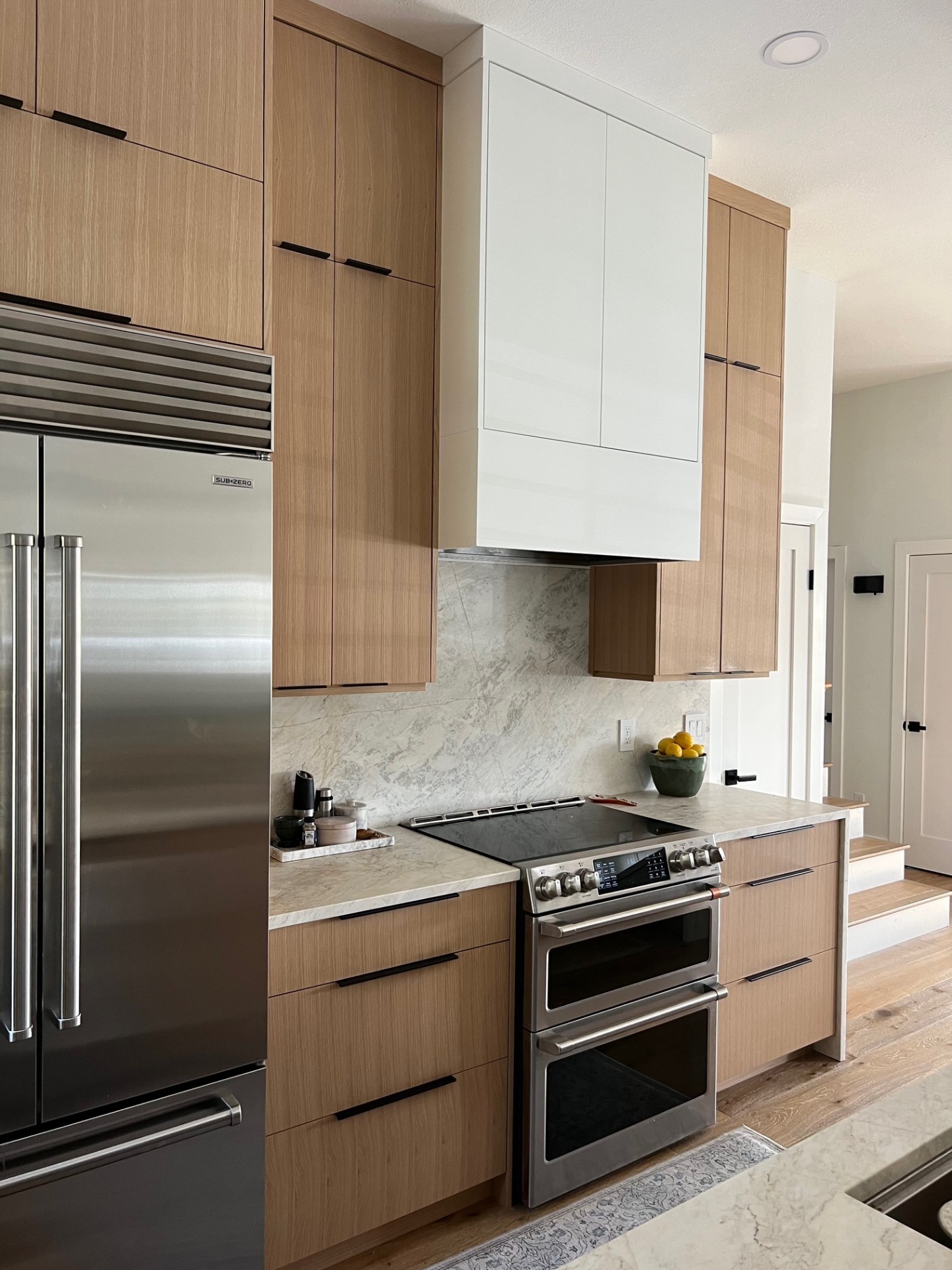 Client kitchen with oak cabinetry