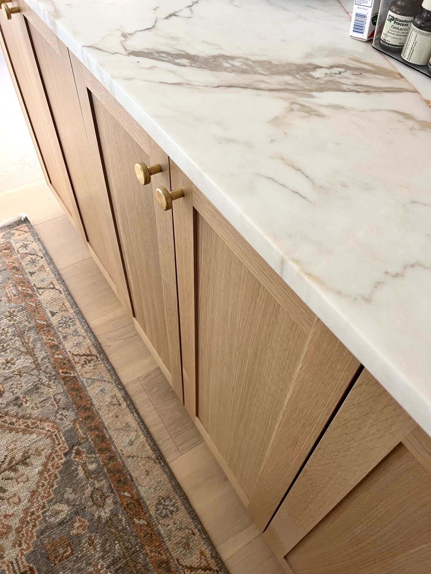 Detail of oak and marble